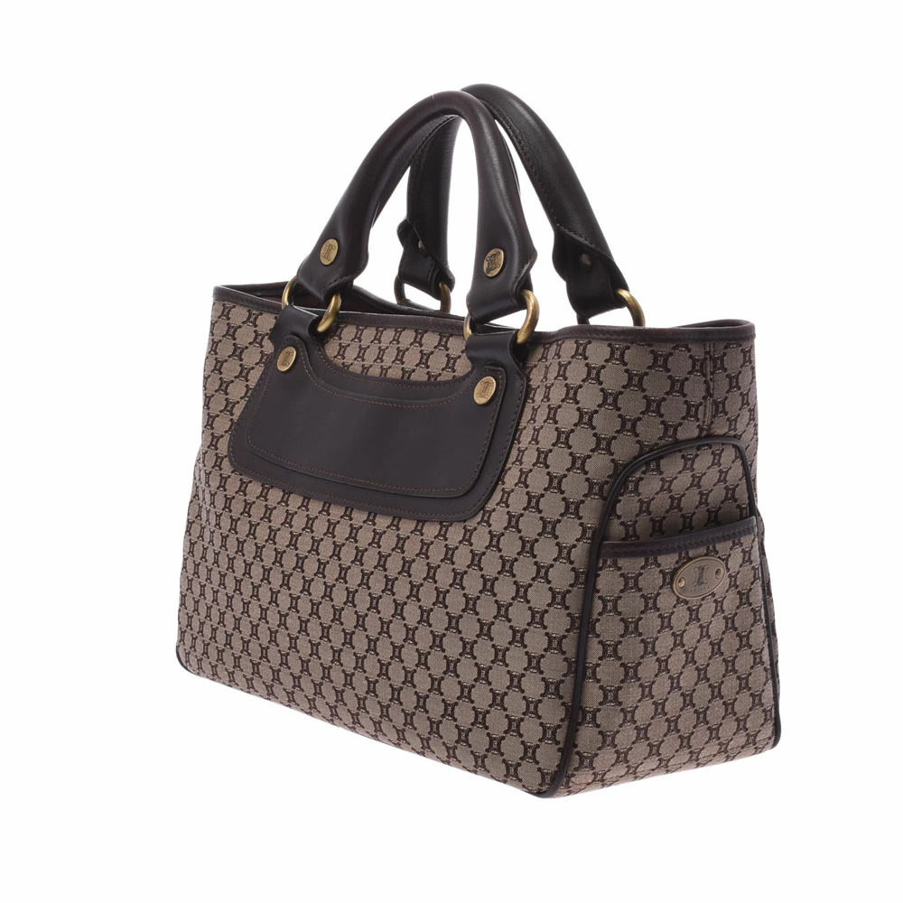 CELINE Boogie Bag Macadam Brown Jacquard Leather Handbag - Picture 2 of 9